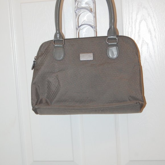 Baggallini Grey Nylon 2 Handle Purse W/ 42" Shoulder Detachable Strap - Picture 1 of 13